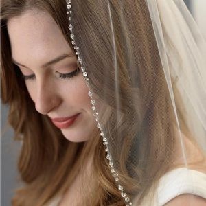 Gorgeous Crystal Edge Wedding Veil- never worn!